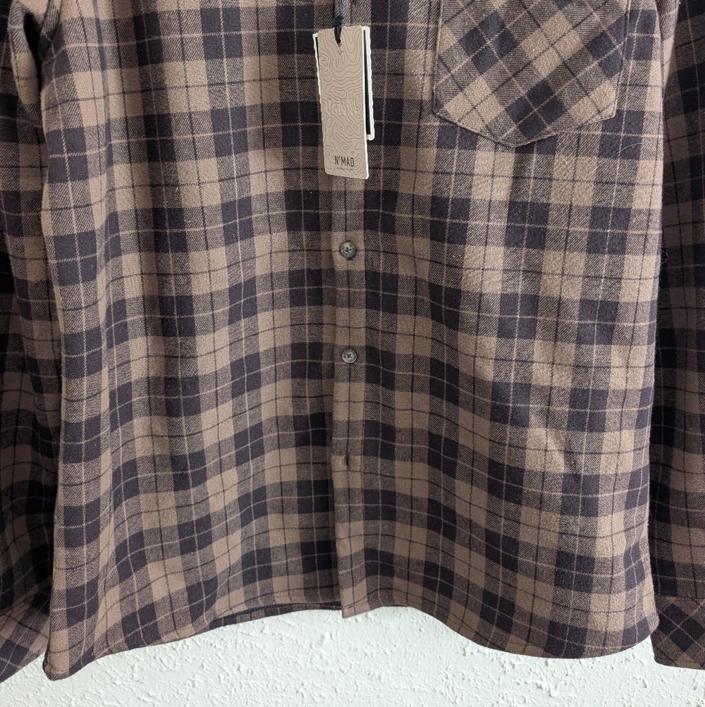 NWT NoMad Brown Plaid Casual Button-Down Shirt - Picture 5 of 7